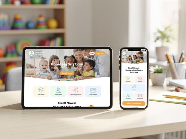 Daycare website evolution timeline from 2015 to 2026