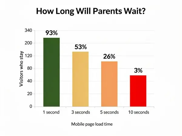 How long parents wait before leaving slow sites